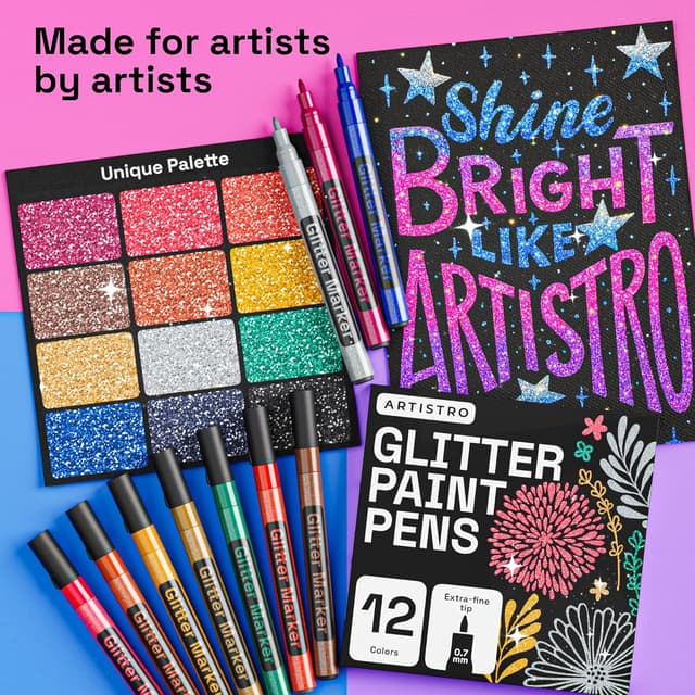 Thumbnail 1 de ARTISTRO 12 Glitter Paint Pens 🎨