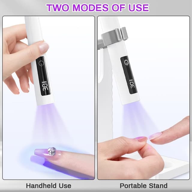 Detalle de Flintronic Lampe UV Ongles Gel 3W portable avec support, double minuteur 30s/60s et écran tactile