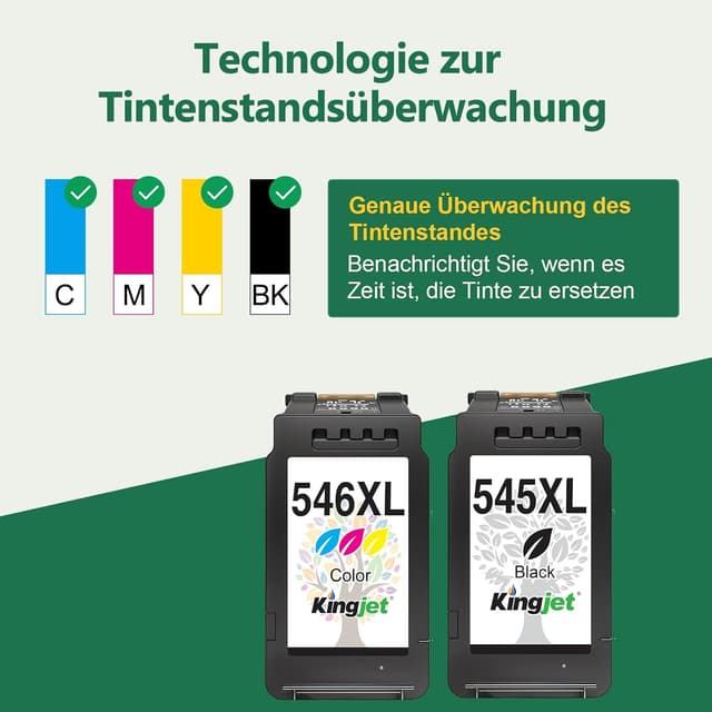Detalle de 545XL/546XL Multipack Patronen (PG-545XL Schwarz & CL-546XL Farbe) kompatibel für Canon Pixma & Maxify