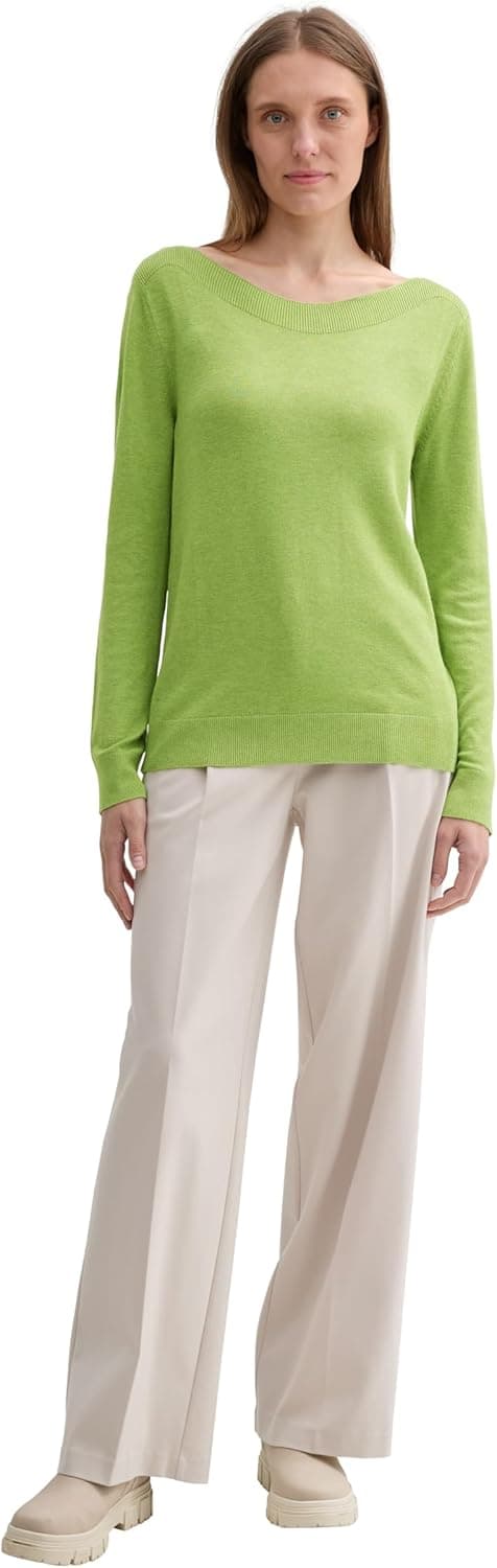 Detalle 2 de TOM TAILOR 1044106 pullover donna con collo a barca e tessuto in viscosa ecologica