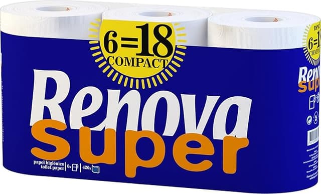 Detalle de Renova Papel Higiénico Super Blanco Triple 💧 - 6 Rollos