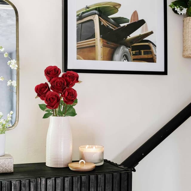 Detalle de Oairse artificial rose bouquet, 6 red roses