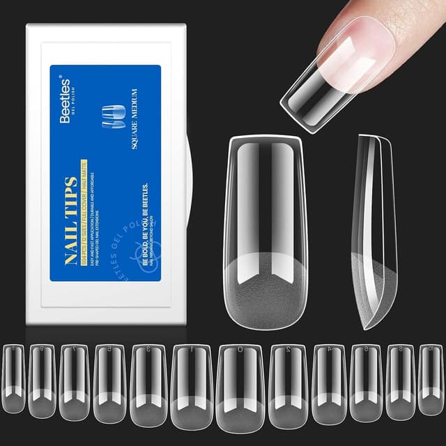 Detalle de Beetles Nagelspitzen 504 Stück – mittelgroße quadratische Gelly Tips für Nagelverlängerungen