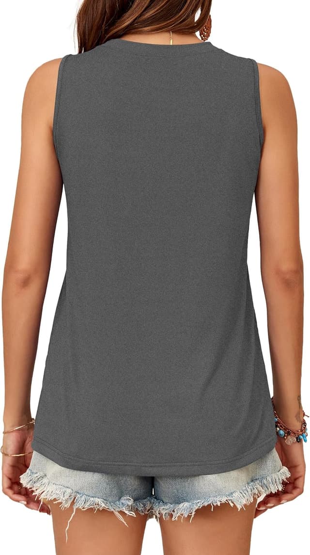 Detalle de WNEEDU Damen Tank Top mit Rundhalsausschnitt – ärmelloses Sommer-Top für Alltag & Reisen