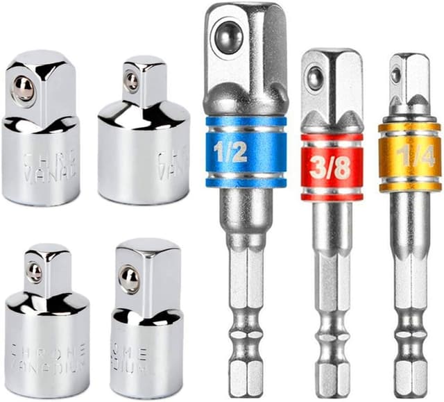 Detalle de Newder Adaptador para Llave de Carraca 4 pzas 1/4 3/8 1/2