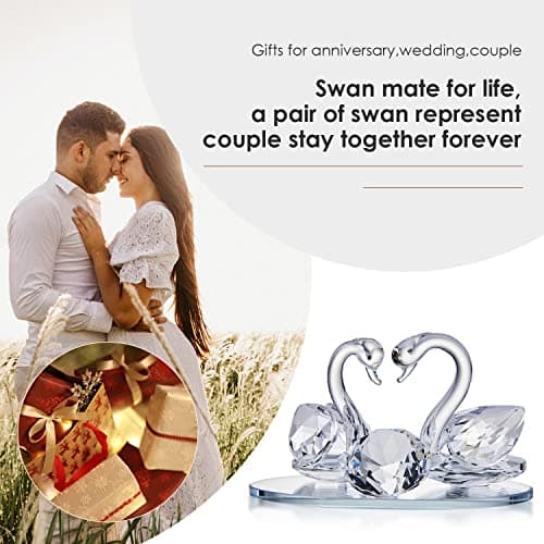 Detalle 2 de Décoration en verre de cristal deux cygnes Swarovski ⚡