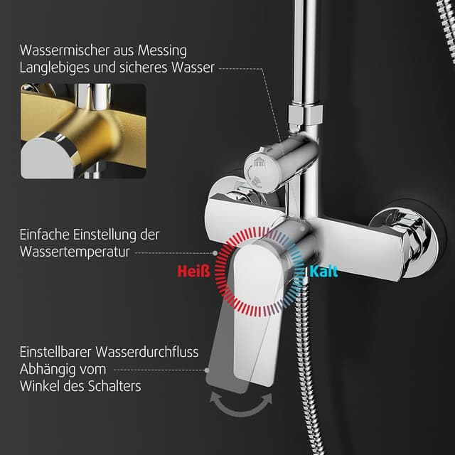 Detalle 2 de Rainsworth Duschsystem Regendusche 25 cm