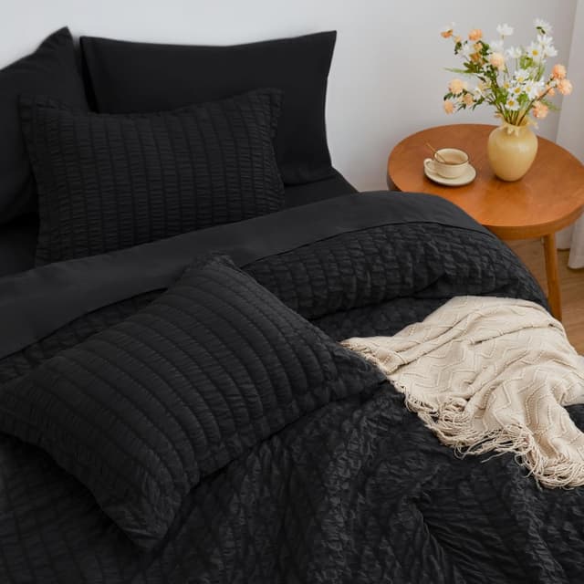 Detalle 2 de Seersucker Black Twin comforter set