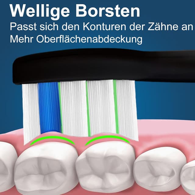 Detalle de 8-teiliges Set Zahnbürstenköpfe (4× Precision Clean, 4× Whitening Clean) kompatibel mit Philips Sonicare, schwarz