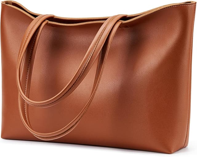 Detalle de Large Waterproof PU Tote Bag for Women with Zipper, Fits up to 15" Laptop