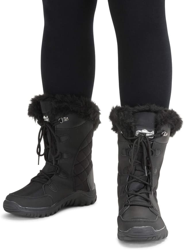 Detalle de Bottes hiver femme matelassées Lacent avec revers en fausse fourrure et semelle en caoutchouc