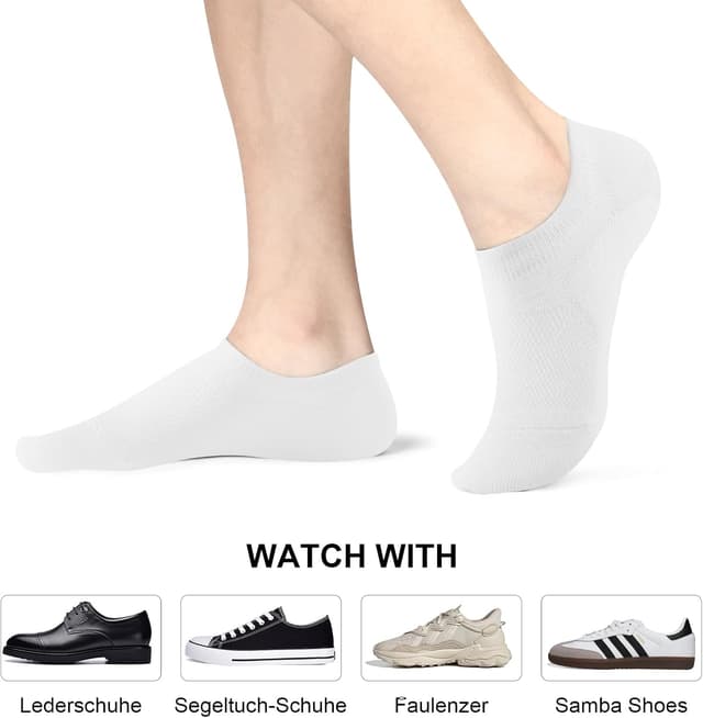 Detalle 2 de fitfets Sneaker Socken 8 Paar No-Show Füßlinge aus Baumwolle (Gr. 35–50) für Herren & Damen