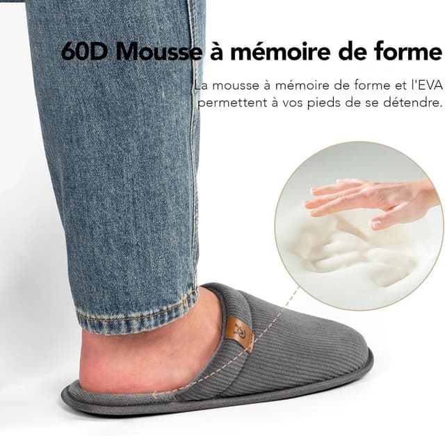Detalle de VeraCosy chaussons respirants homme mémoire foam