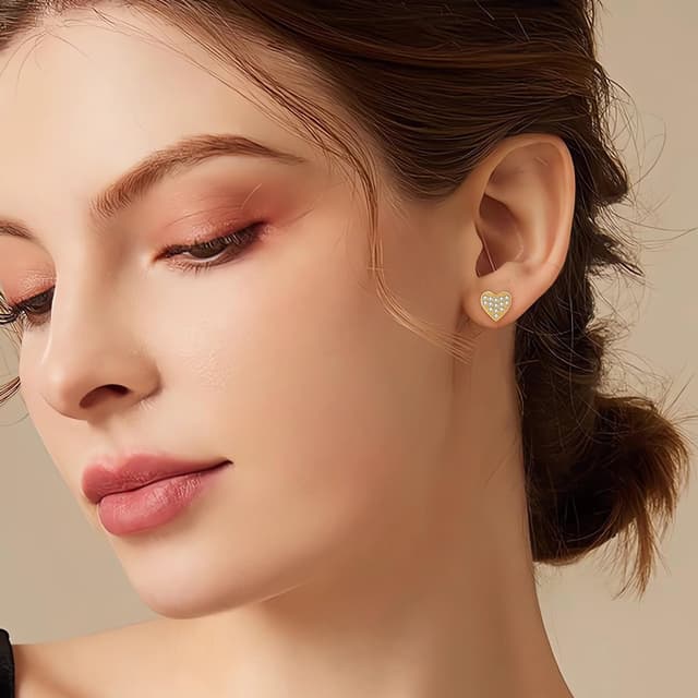 Thumbnail 5 de Deyanse Silber Herz Ohrringe 8mm