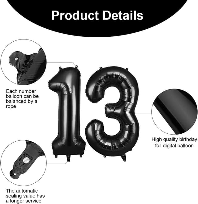 Detalle de OFFCUP Luftballon Zahlen 13 101 cm đ