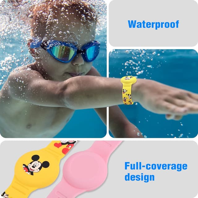 Detalle de Waterproof AirTag Bracelet for Kids (2-Pack) — Silicone Cartoon Wristbands for Apple AirTag