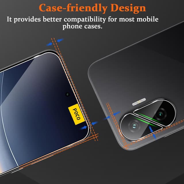 Detalle 2 de Vanrain Panzerglas-Schutzfolie für Xiaomi POCO F7 (2+2 Stück) inkl. Kameraschutz – 9H HD, bläschenfrei