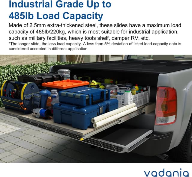 Detalle de VADANIA 1200mm Ultra Heavy Duty Drawer Runners with Lock (Full Extension, Side Mount) – #D76, 1 Pair