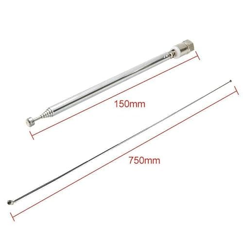 Detalle de KYRYD FM Aerial Indoor Antenna (75cm, 7-Section Telescopic) with F Type Male Plug & 3 Adapters