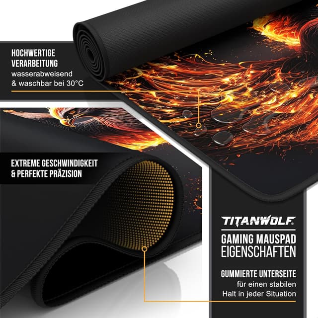Detalle de Titanwolf XXXL Mauspad 1200×600 mm