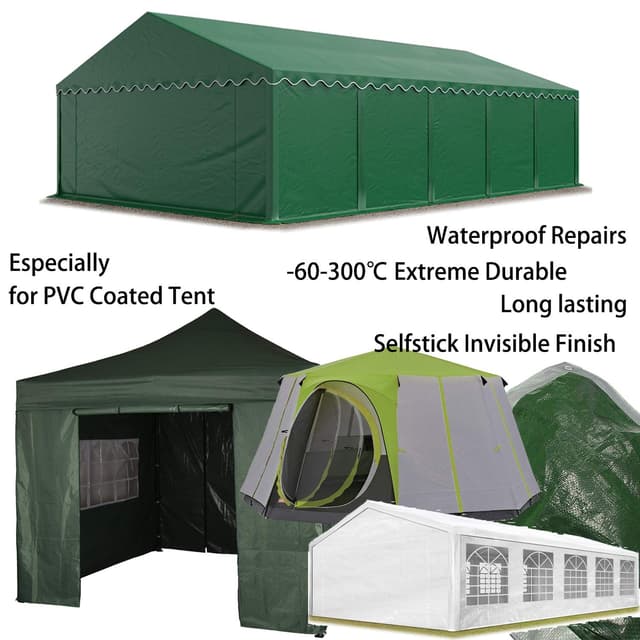 Detalle de LANUCN Professional transparentes, wasserdichtes Zelt-Reparaturband für PVC-beschichtete Planen (5 m)