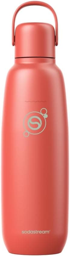 Detalle de SodaStream Fizz & Go Cool Edelstahl 0,9 l doppelwandige Sprudelgetränkeflasche (Papaya)