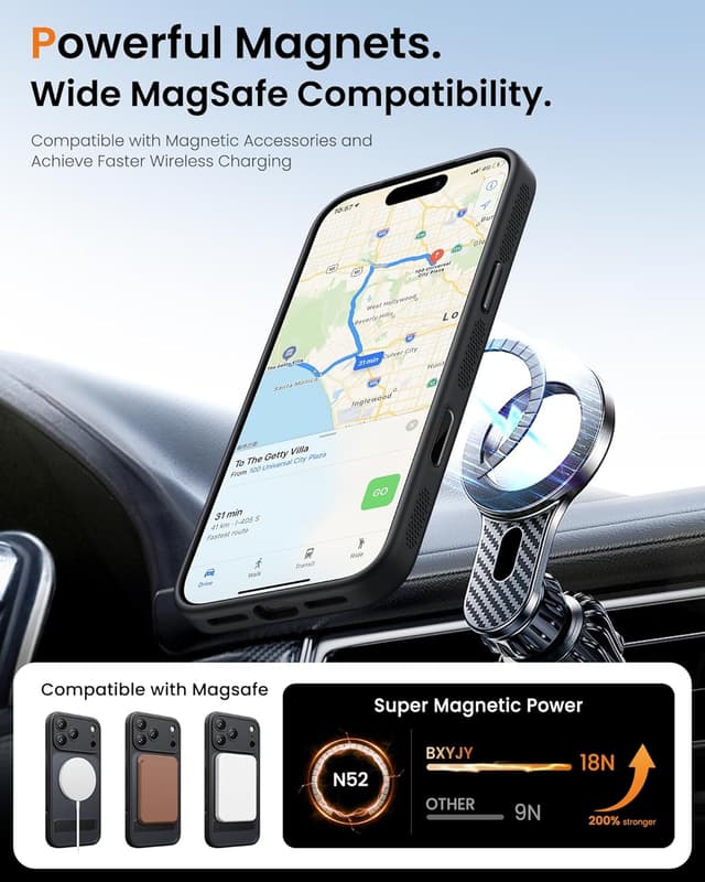 Detalle de BXYJY iPhone 17 Pro Max Magnetic Case with Stand, MagSafe-Compatible, Camera Control Button Cover (Black)