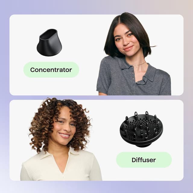 Detalle 1 de Wavytalk Hair Dryer with Diffuser (Foldable, 1600W) — Compact travel blow dryer for curls and waves, Black