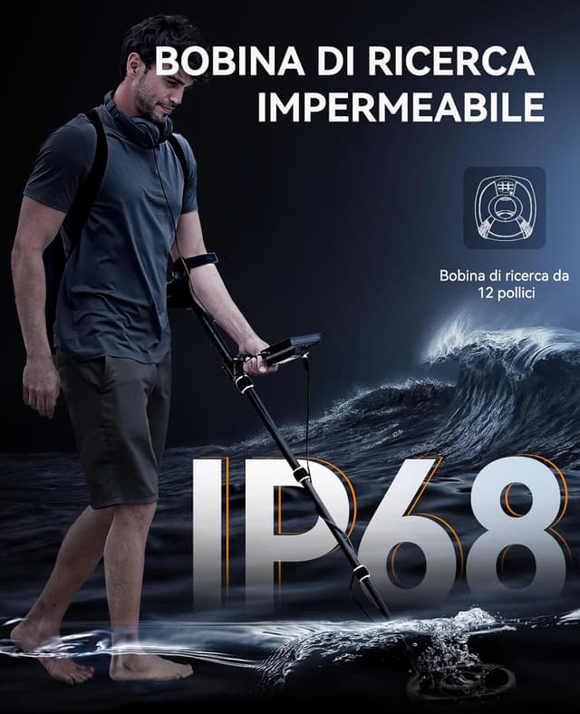 Detalle de SUNPOW Metal Detector Professionale OTMD14 con chip DSP e bobina IP68 da 30 cm