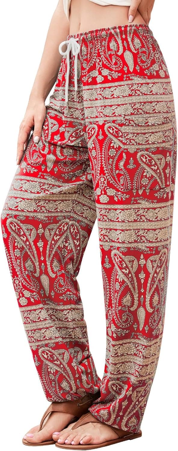 Detalle de QIANXIZHAN Women’s Harem Pants (Boho Palazzo Joggers) with Pockets