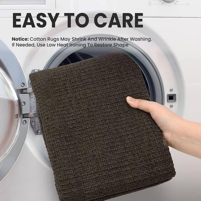 Detalle de EARTHALL Washable Area Rug 3x5 Ft Non Slip Entryway Mat (Taupe/Coffee)