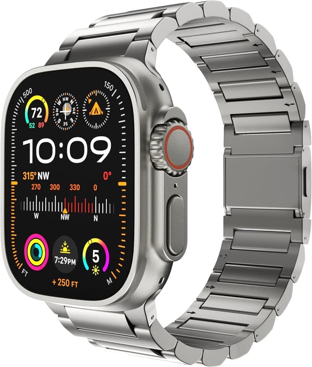 Detalle de Bracelet LULULOOK en titane Grade 4 avec fermoir magnétique pour Apple Watch Ultra 2 (49 mm)