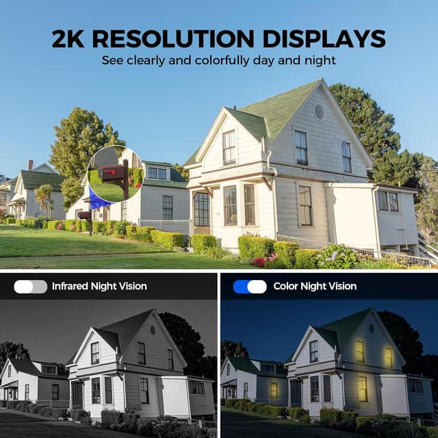 Detalle 2 de LITYMOL 2K 360° Wireless Outdoor Security Cameras (Solar, 2-Way Audio, AI Detection)