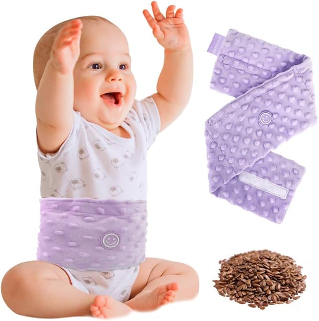 Detalle de comfheat Koliken- & Gas-Relief Tummy Wrap mit Leinsamen, beheizbar (0–3 Jahre, Lila)