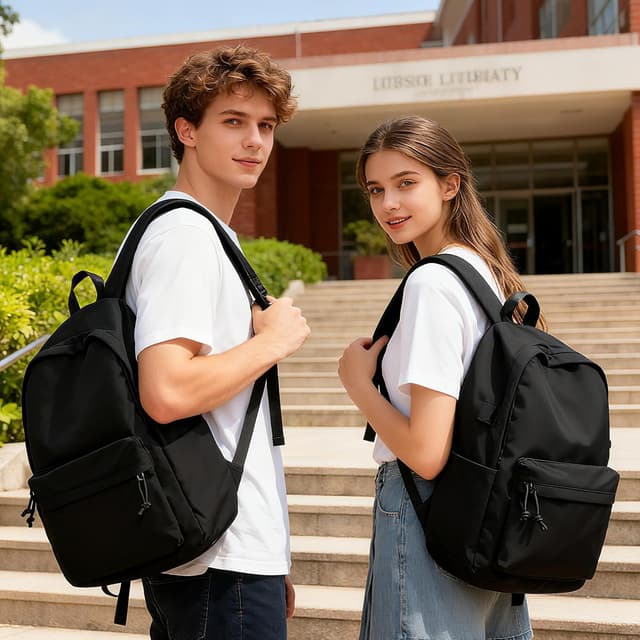 Detalle 2 de WEPLAN B1-Black 22L Laptop School Backpack (14-inch) for Secondary & College