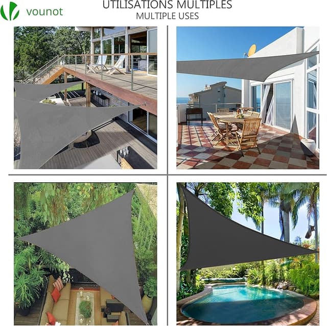 Detalle 2 de VOUNOT Toldo Vela Triangular 3x3m - Sombra UV
