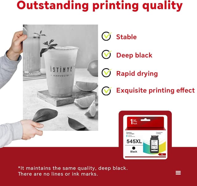 Detalle 2 de 545XL Black Ink Cartridge (PG-545XL) Remanufactured for Canon — 1 Pack