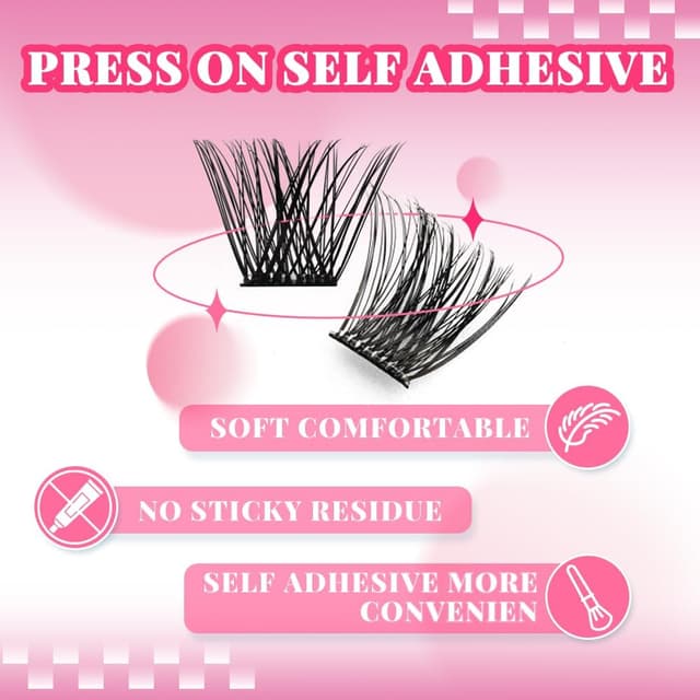 Detalle de FADVAN Faux Cils Autoadhésifs Naturel D Curl – Extensions en clusters 0,07 mm (8 à 16 mm), sans colle