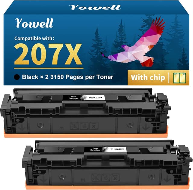 Detalle de Yowell 2X 207X Nero Cartuccia Toner compatibile per HP 207X / 207A (2 nero con chip)