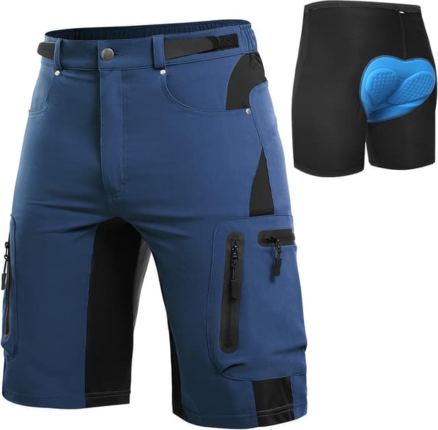 Detalle de Cycorld MTB Hose Herren – Schnelltrocknende Radlerhose mit 4D-Sitzpolster & Taschen (2-in-1-Set)