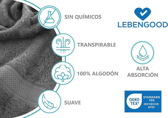 Thumbnail 2 de LEBENGOOD Juego de Toallas 70x140 550gsm