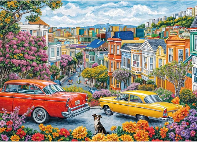 Detalle de MOJIGE Puzzle 1000 Teile „Stadtlandschaft“ für Erwachsene, 70×50 cm, 1000-teiliges Motiv mit Poster