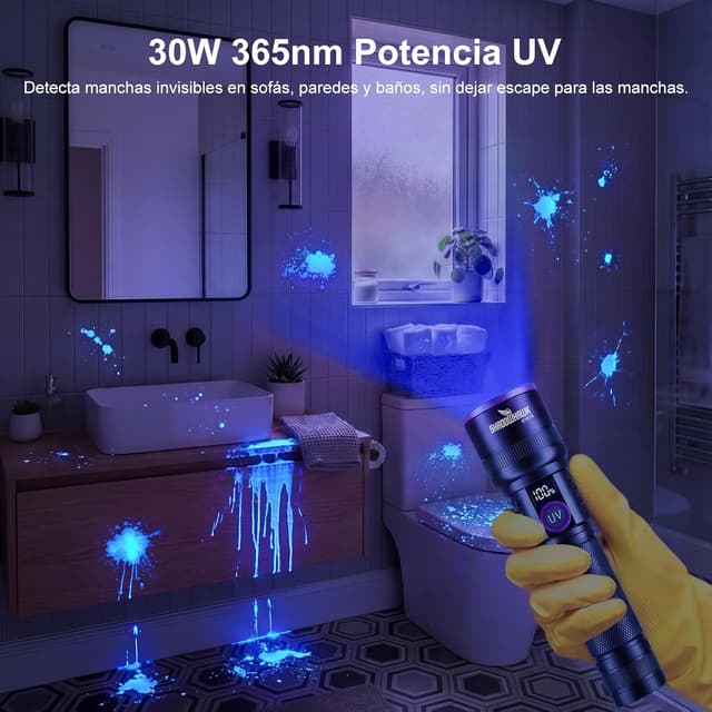 Detalle 2 de Shadowhawk S1979 30W 365nm Linterna UV recargable