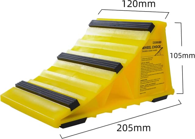 Detalle de Leadstand KFZ-Unterlegkeile für Wohnmobil & Anhänger – rutschfeste Schwamm-Unterseite (gelber Kunststoff)