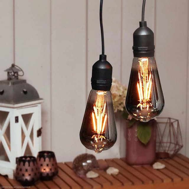 Thumbnail 6 de hellum Lot de 2 lampes suspendues extérieures à batterie ST64 grise avec télécommande