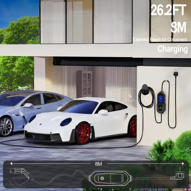 Detalle de RTSKY EV Charger 8m 3 kW Type 2 to UK Plug