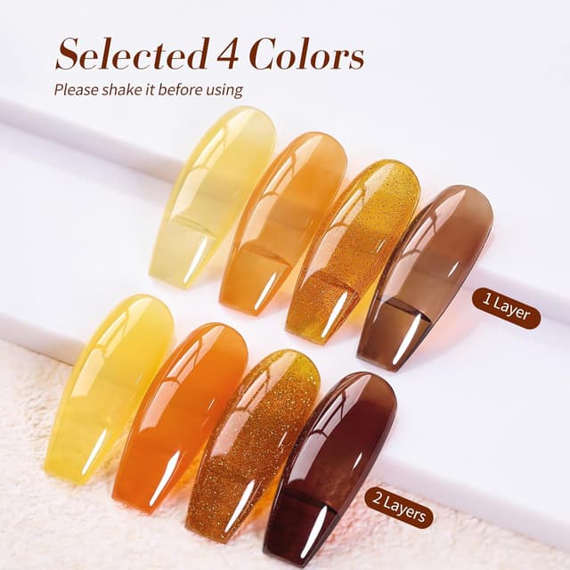 Detalle de Born Pretty Jelly Nude Rosa UV Nagellack 4er-Set 💅