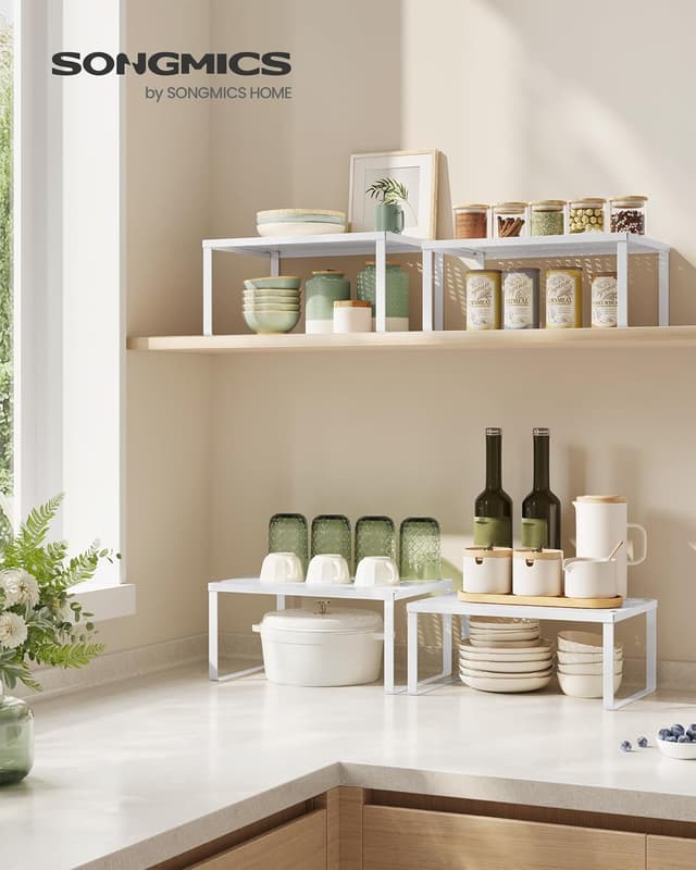 Thumbnail 1 de SONGMICS KCS01WT Stackable cupboard organisers (set of 2)