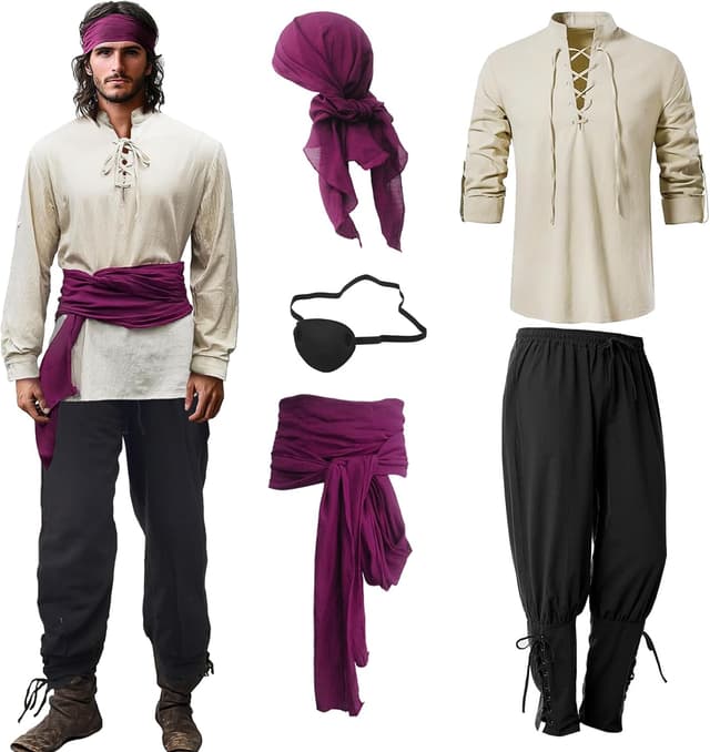 Detalle de Vercico Pirate Costume Adults 5-Piece Set