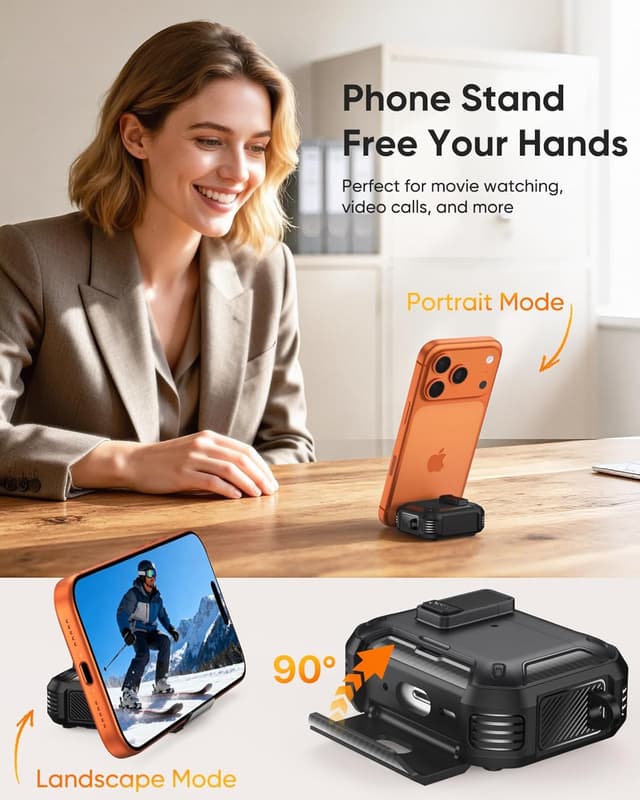 Detalle 1 de MoKo AirPods Pro 3 Case with Lock (2025) – MagSafe Compatible, Phone Stand & Cleaning Kit, Black